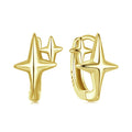 BAMOER Solid 925 Sterling Silver Starlight Hoop Earrings for Women Teens Double Star Huggie Earrings Minimalist Fine Jewelry