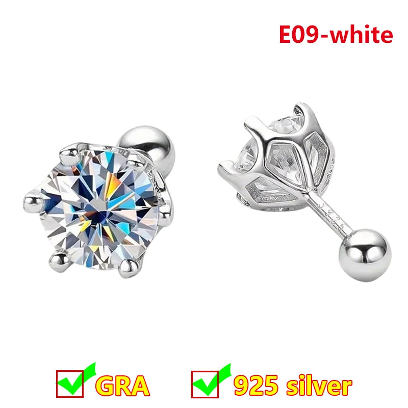 Premium 0.5ct-2ct Moissanite Earring For Women Classic Original 925 Sterling Silver Jewelry Moissanite Diamond Stud Earring