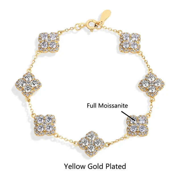MINTYBOX S925 Sterling Silver Full Moissanite Bracelets D VVS1 Lab Diamond for Women 18k Gold Plated Engagement Jewelry Gift
