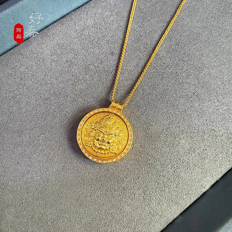 High end women's necklace, 9999 24K real goldGod of Wealth style, luxurious jewelry with a high-end feel