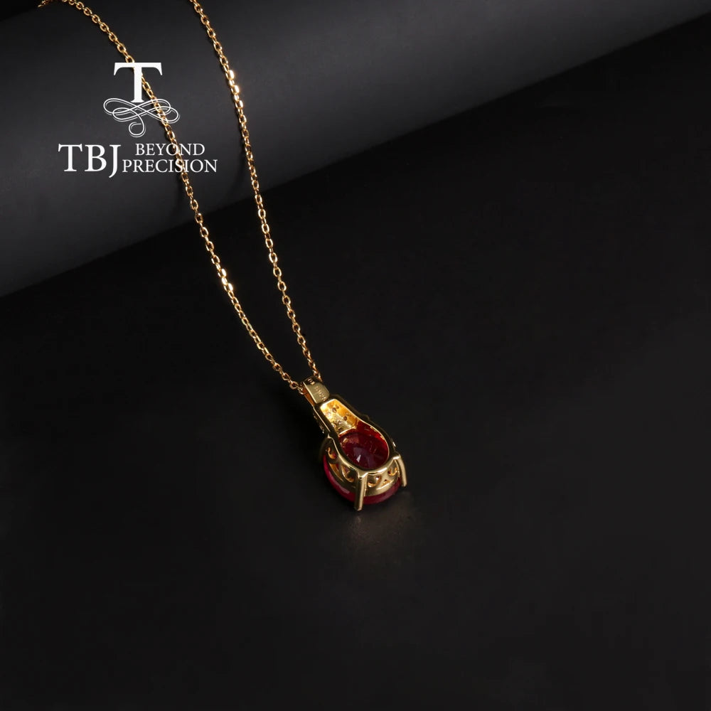 S925 Silver Luxury Large Gem natural Filled Ruby pendant necklace for women Anniversary & Engagement & banquet gift