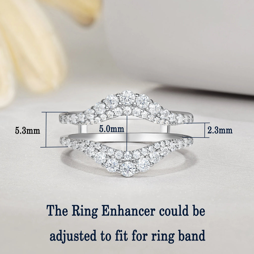 Newshe Certified Moissanite 925 Sterling Silver Ring Enhancer for Women Engagement Wedding Band Size 5-10