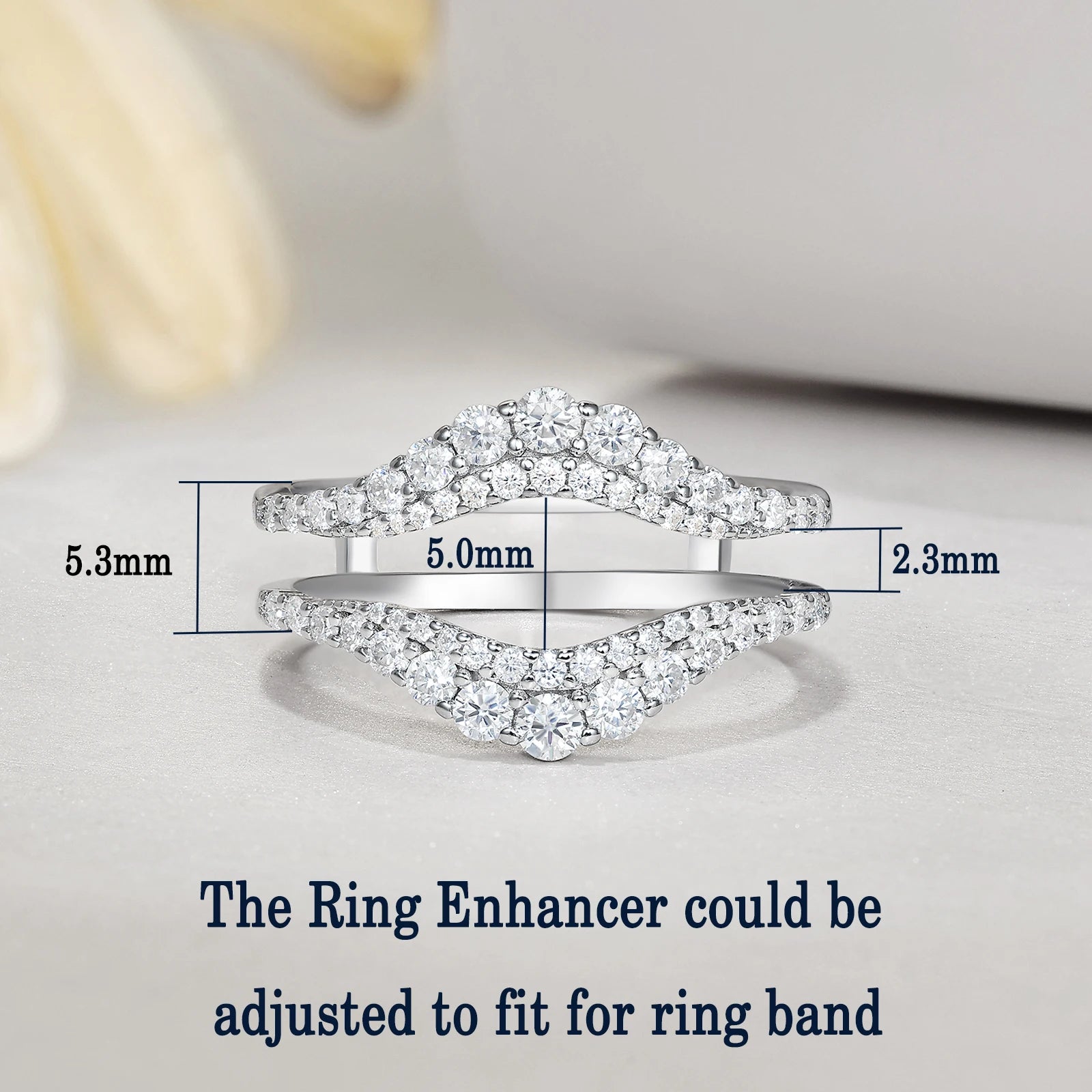 Newshe Certified Moissanite 925 Sterling Silver Ring Enhancer for Women Engagement Wedding Band Size 5-10