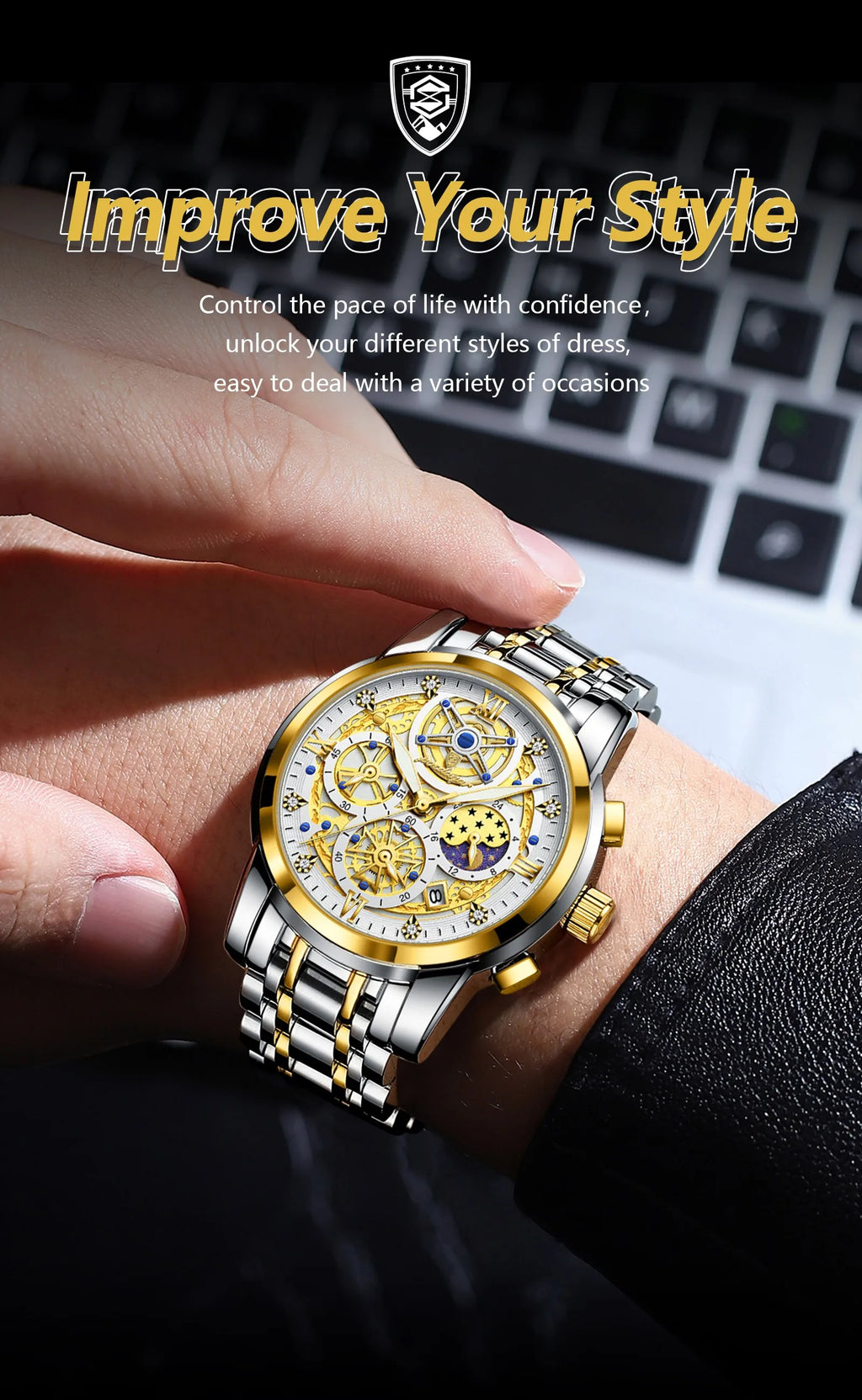 POEDAGAR Luxury Men's Quartz Watches Stainless Steel Date Chronograph Men Wristwatch Waterproof Luminous Fashion Man Watch Reloj