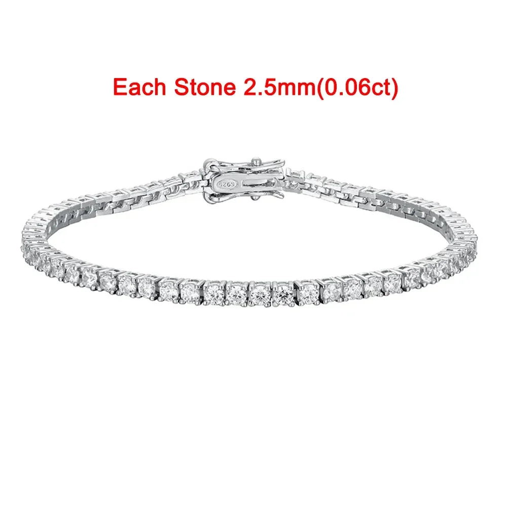 2-8mm D VVS1 Moissanite Tennis Bracelet For Women Men Sparkling Diamond GRA 925 Sterling Silver Plated 18k White Gold Bracelets