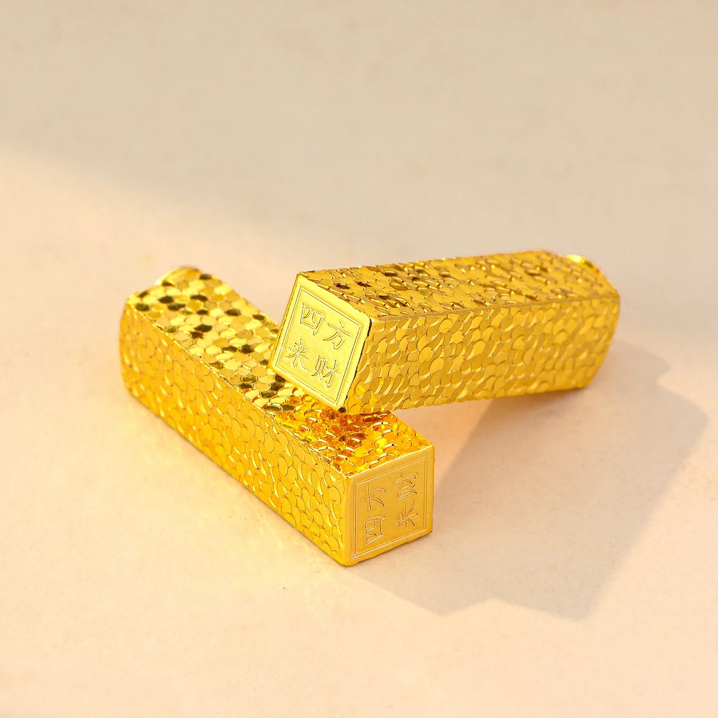 Luxury 24K 9999 Pure Gold real gold Women's Ice Crushed Quartet Laicai Small Square Pendant Necklace