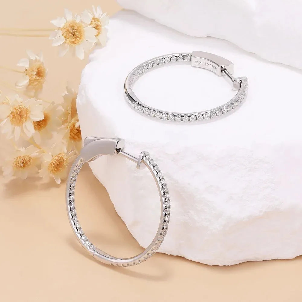 M-JAJA 1.14ct Moissanite Hoop Earrings Real 925 Sterling Silver for Women D Color VVS1 Lab Diamond Stud Earrings Wedding Jewelry