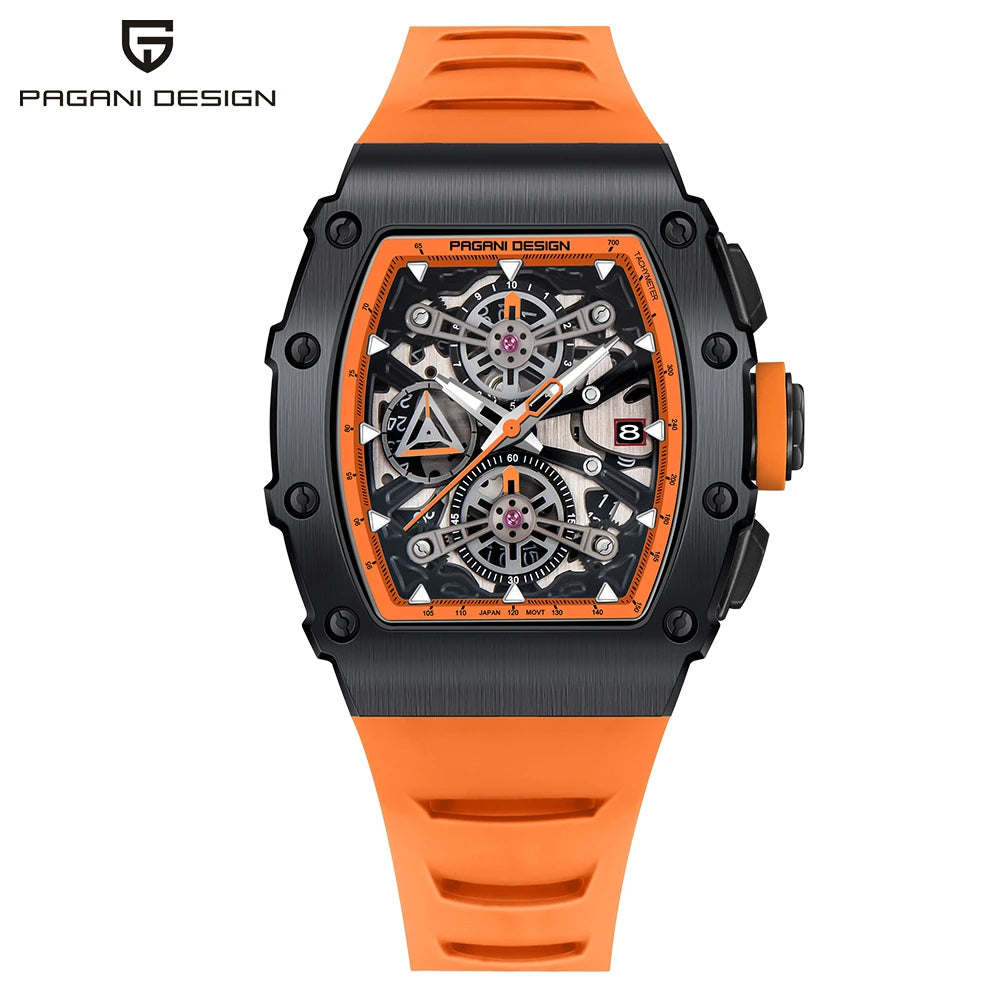 PAGANI DESIGN New 40MM Bucket Shaped Hollow Leisure Fashion Men's Quartz Watch Sapphire Glass Quartz Watch Clock