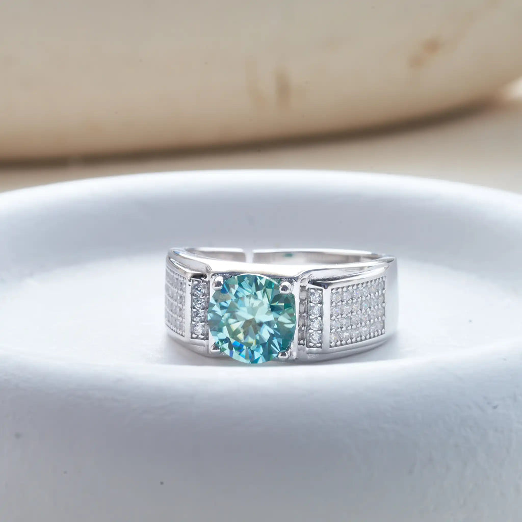 Real 1.0 Carat Moissanite Ring For Men Pure Solid 18K White Gold Rings D Color Diamond Engagement Wedding Ring Jewelry Gift
