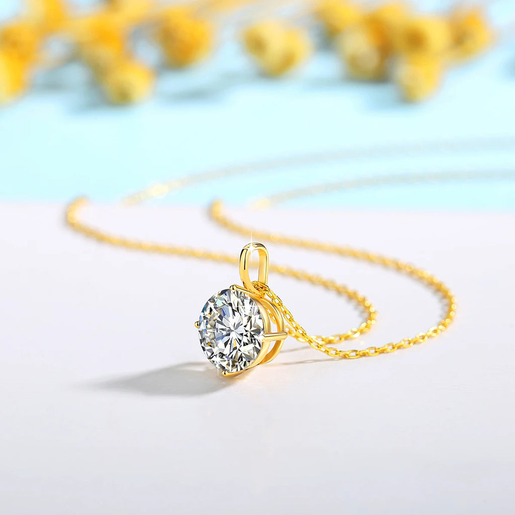 Hot Sale 100% Real 14k AU585 Gold Pendant D Color Moissanite Necklace For Women 0.5ct/1ct/2ct/3ct Luxury Engagement Jewelry