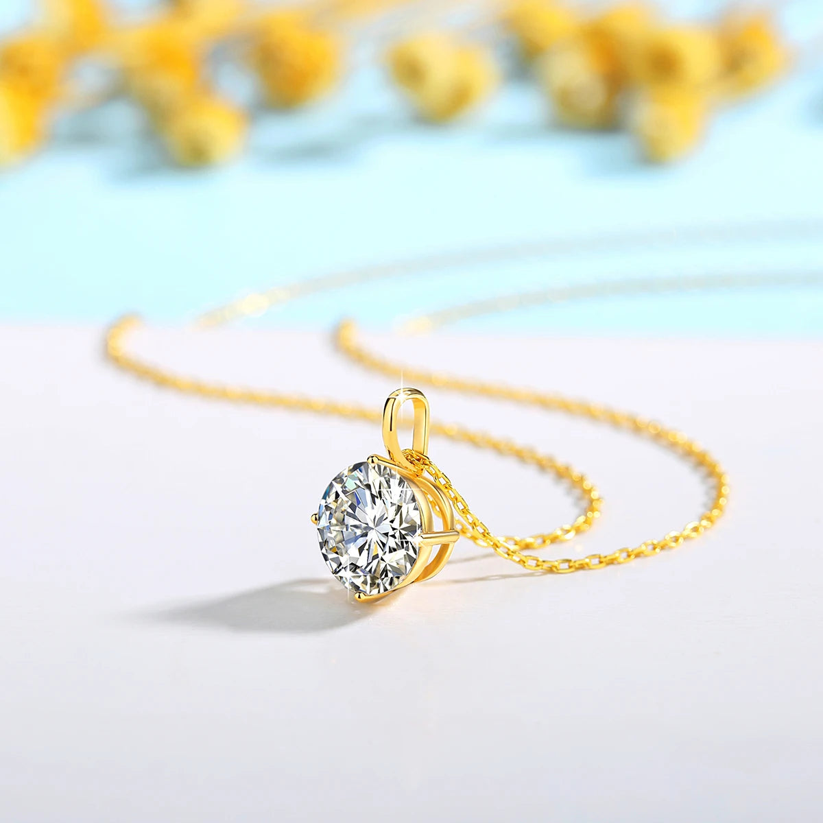 Hot Sale 100% Real 14k AU585 Gold Pendant D Color Moissanite Necklace For Women 0.5ct/1ct/2ct/3ct Luxury Engagement Jewelry