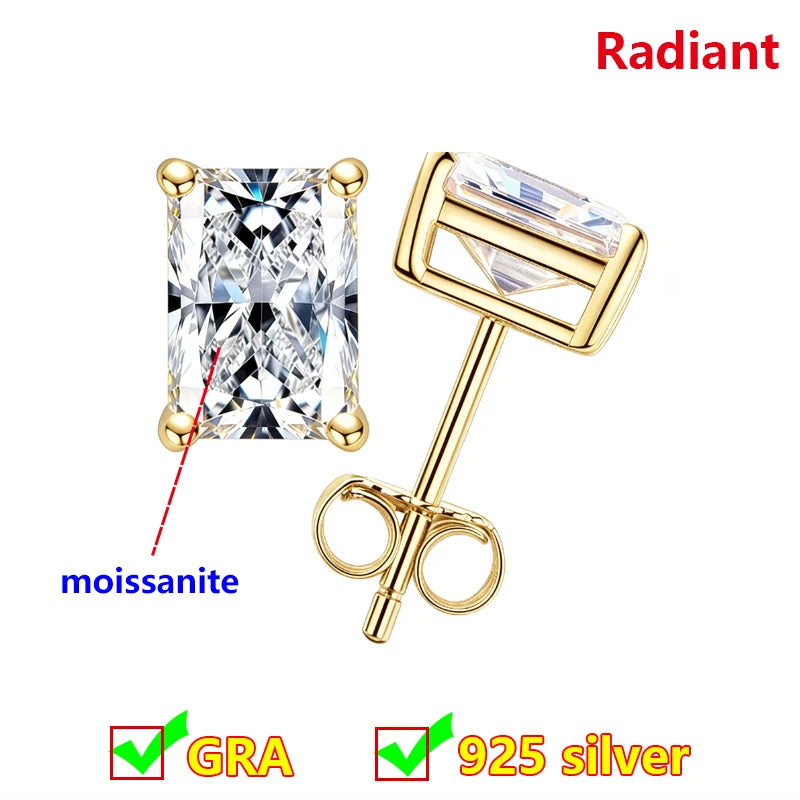 Premium 0.5ct-2ct Moissanite Earring For Women Classic Original 925 Sterling Silver Jewelry Moissanite Diamond Stud Earring