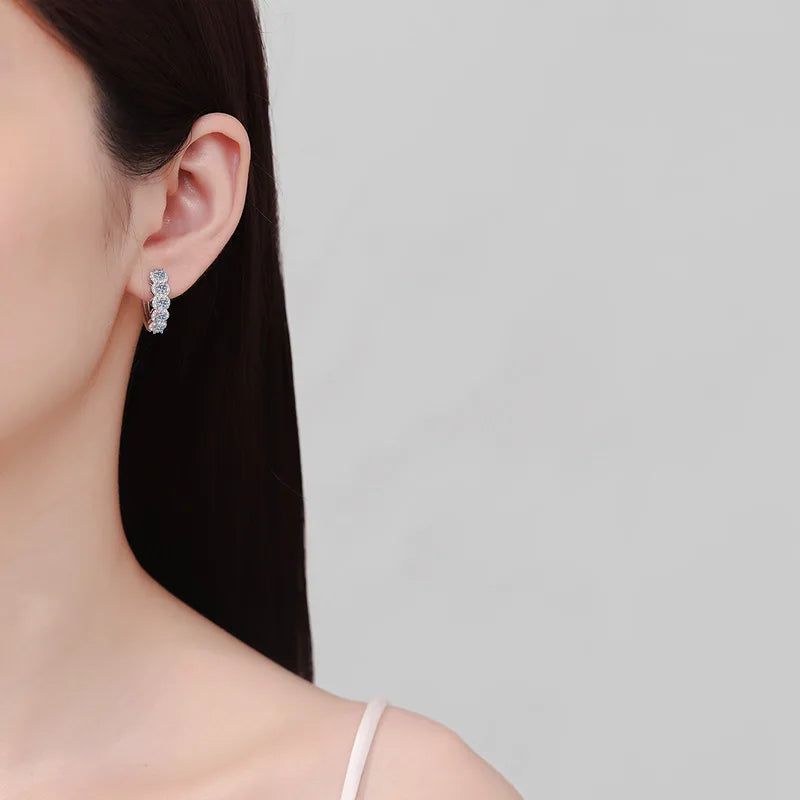 Daughter Adult's 18K White Gold Hoop Earrings Birthday Gift 1CT Moissanite Diamond Girl Valentine's Day Women Wedding Jewelry