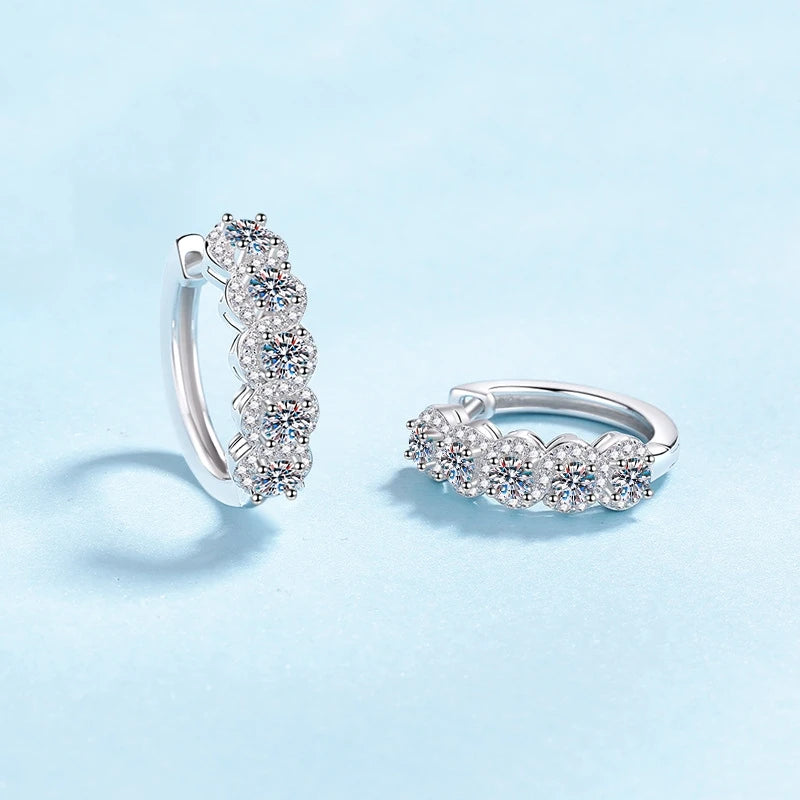 Daughter Adult's 18K White Gold Hoop Earrings Birthday Gift 1CT Moissanite Diamond Girl Valentine's Day Women Wedding Jewelry