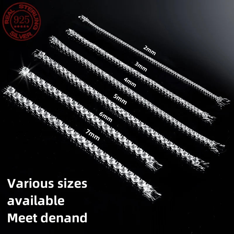 Factory Price Real S925 Sterling Silver Plated 18K Gold 5A Grade Zircon Black Tennis Bracelet for Men and Women Fashion Jewelry