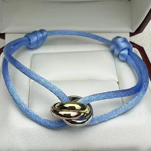 MESSITOK Classic luxury jewelry S 925 silver three ring tri color cross couple bracelet. Holiday gifts. Not fading. Not allergic
