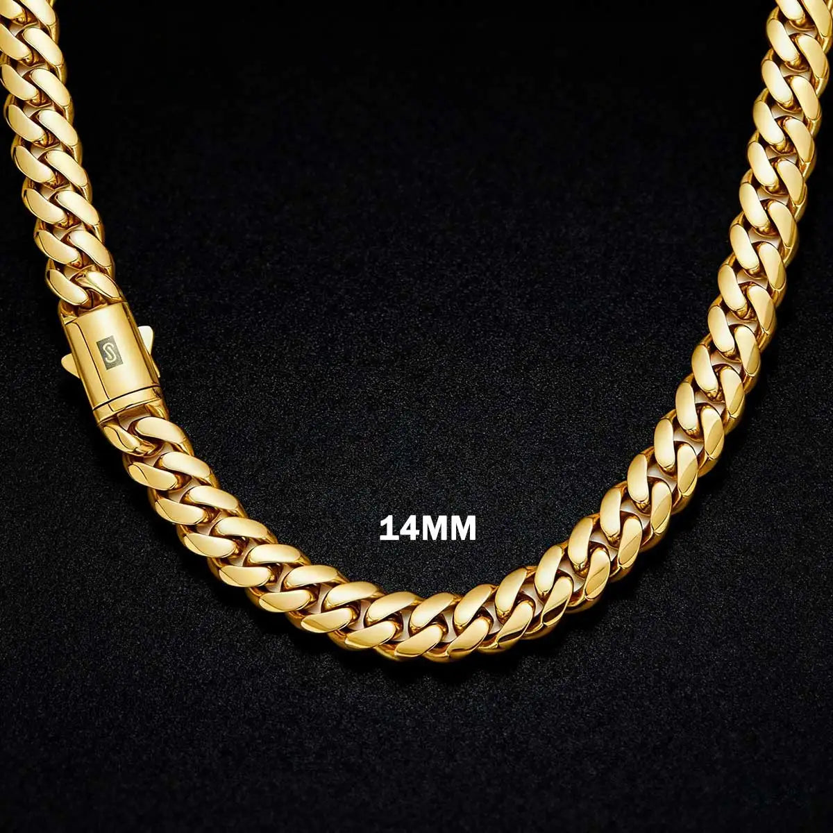 Hip hop Cuban Link Necklace Stainless Steel 8-14mm Cuban Encrypted Chain Smooth Lightning Men Banquet Jewelry