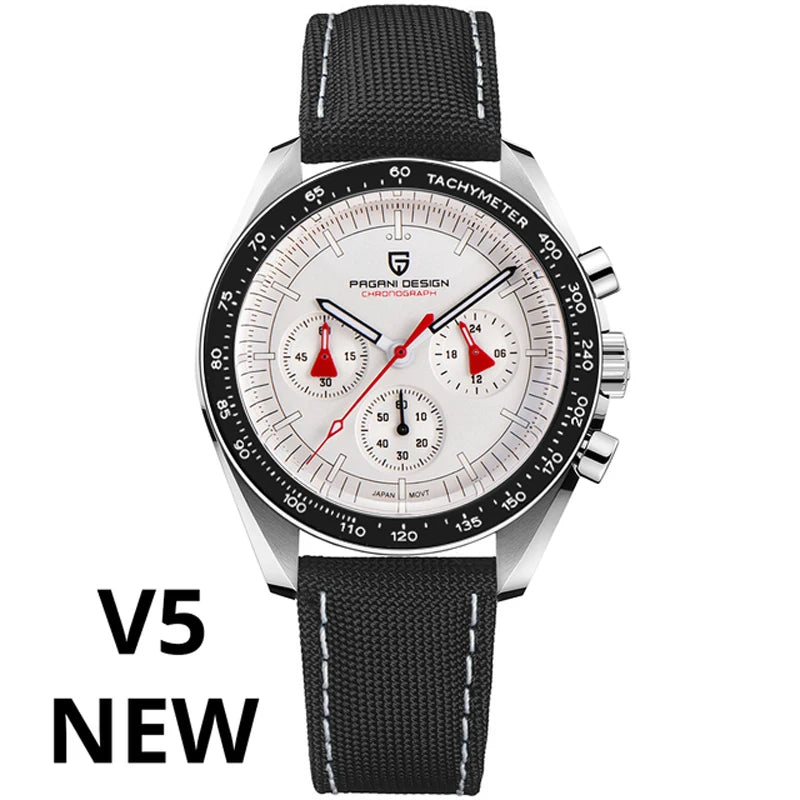 PAGANI DESIGN Silver Gold Moon Watches Luxury Quartz Watch For Men Auto Date Chronograph AR Sapphire crystal watch Men 2025 New