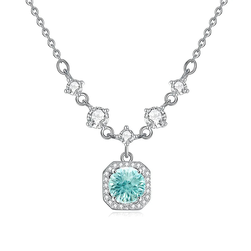 MuShan Jewelry 925 Sterling Silver Necklace Pendant Chain HCD Gemstones Bridal Shower Minimalist Style Women Necklaces Jewelry