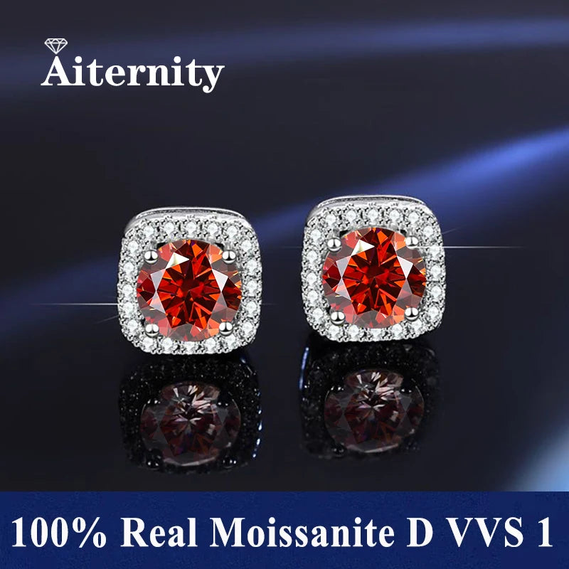 HOT Moissanite S925 Sterling Silver Stud Earrings For Women And Men With 2 Certificates Pass Diamond Test Pen Fine Jewelry
