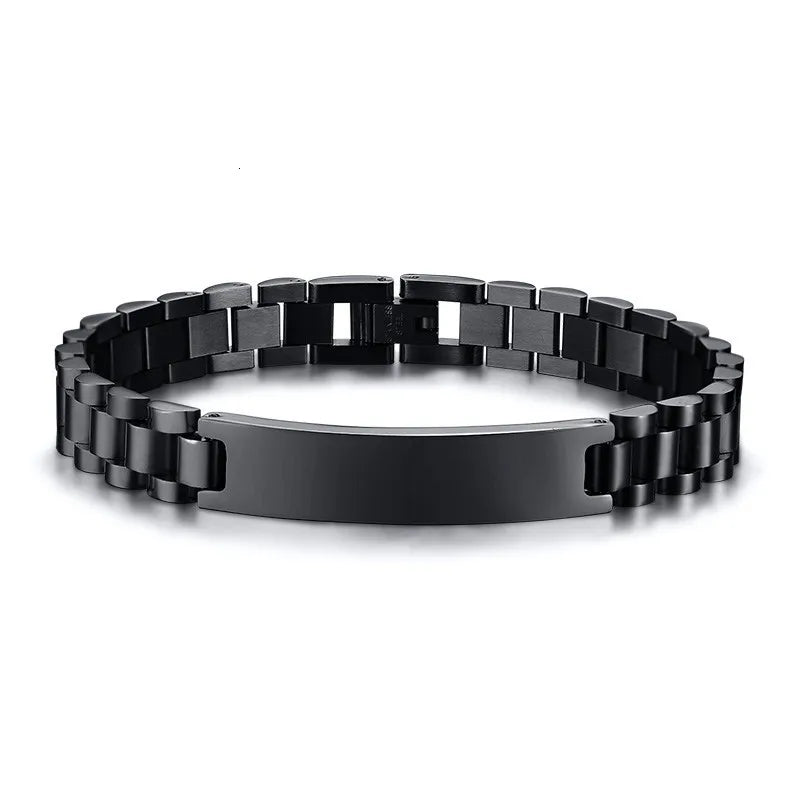 Personalized Stainless Steel Men Bracelet Bangle Engraved Fashion Custom ID Male Braslet Brazelaet Boy 7.7Inch 8.3Inch Dropship