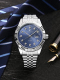 Business men's quartz wristwatch calendar display with diamonds showcases unique taste, making it the perfect gift for him