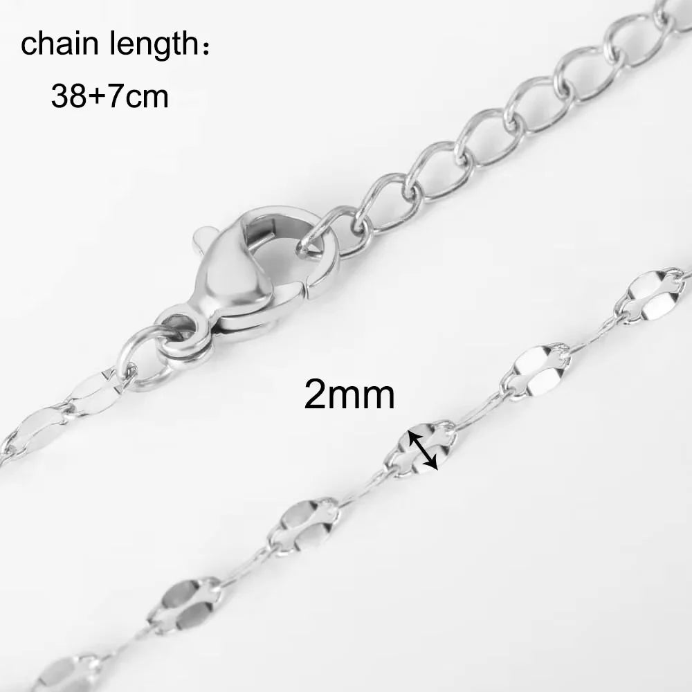 10pcs/Lot 45cm Stainless Steel 304 Link Necklace For Women Jewelry Making Accessories Diy Handmade Supplies Golden Silvery Chain