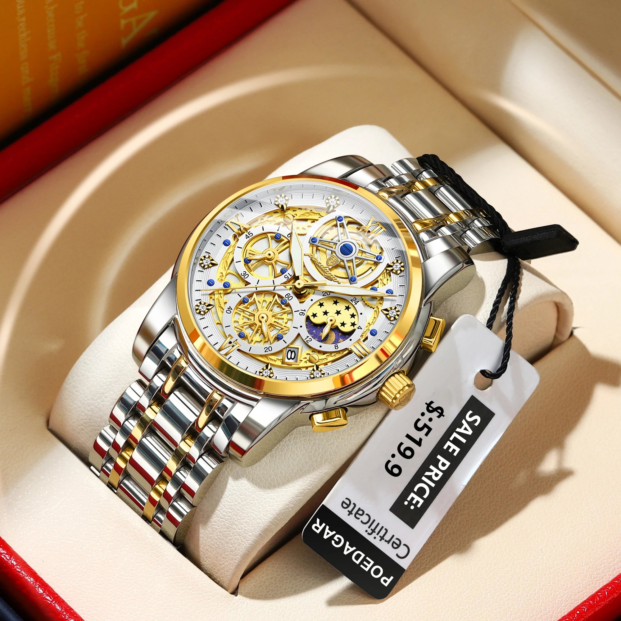 POEDAGAR Luxury Men's Quartz Watches Stainless Steel Date Chronograph Men Wristwatch Waterproof Luminous Fashion Man Watch Reloj