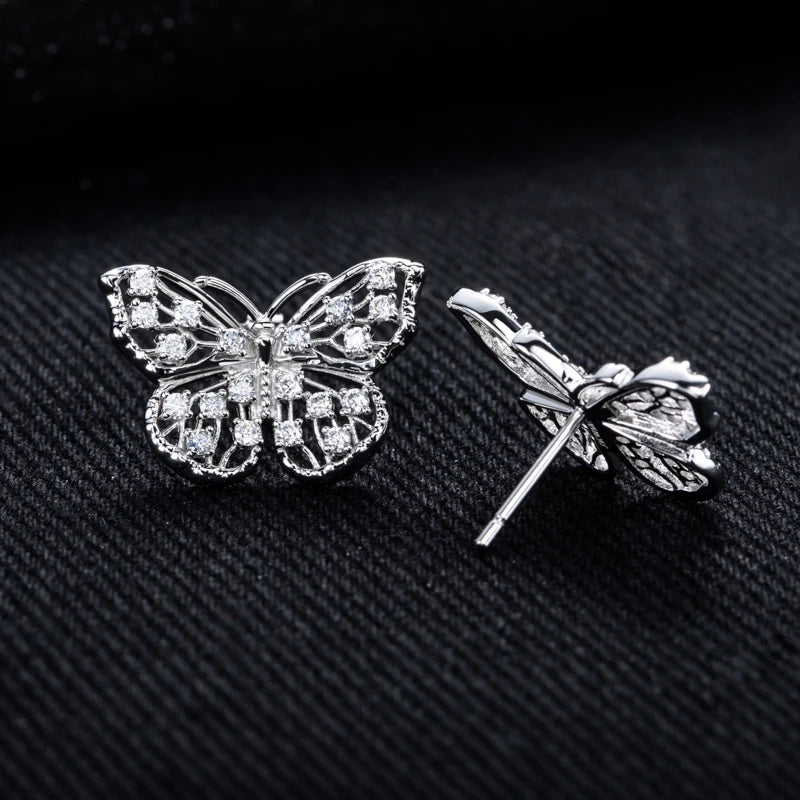 MossanRappr 0.68cttw D Color Moissanite Butterfly Stud Earrings 925 Sterling Silver Hip Hop Jewelry Anniversary Gifts for Women
