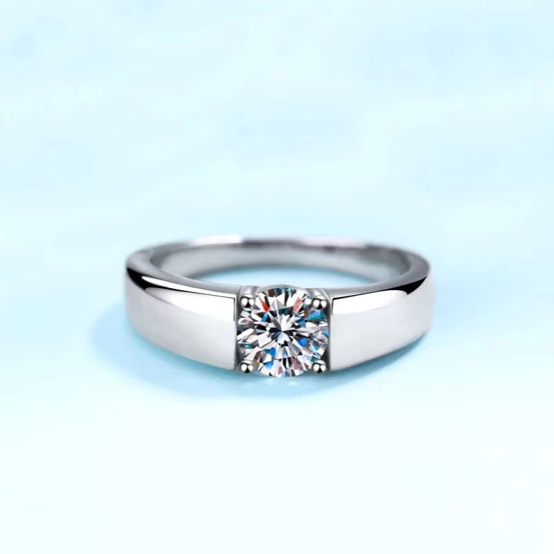Lover Rings Women Engagement Men 18K White Gold Wedding Band 0.5/1CT Moissanite Diamond Valentine's Day PT950 Girl Birthday Gift