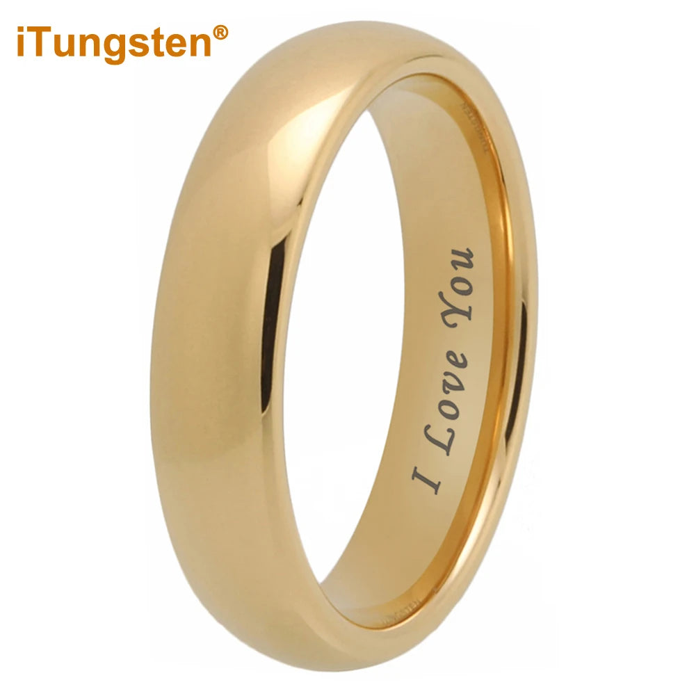 iTungsten 4/5/6/7/8/10mm Tungsten Carbide Ring Men Women Couple Wedding Band I Love You Engraved Comfort Fit