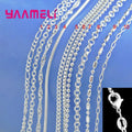 100% Authentic Genuine 925 Sterling Silver Link Chain Necklace with Lobster Clasps Fit Men Women Pendant 10 Designs 16-30 Inches