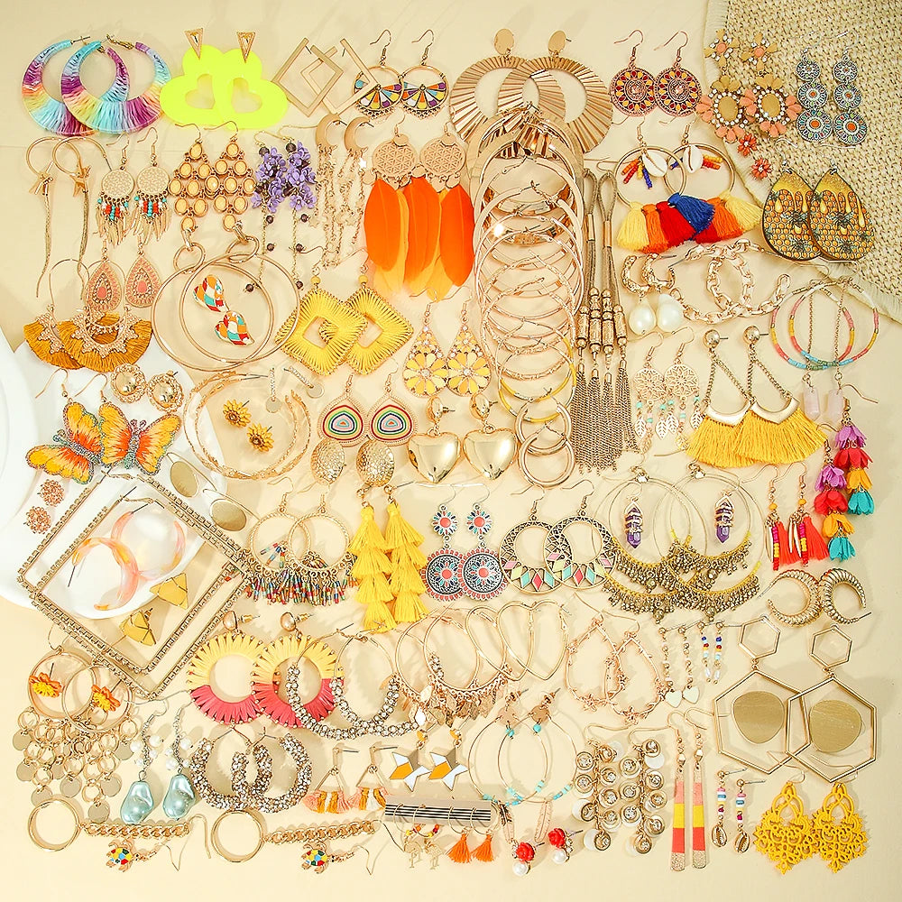 7/15/24/36/48/60 Pairs Randomly Send Women's Earrings Sets Colored Geometric Dangle Earrings Daily Wear Work Gifts Versatile