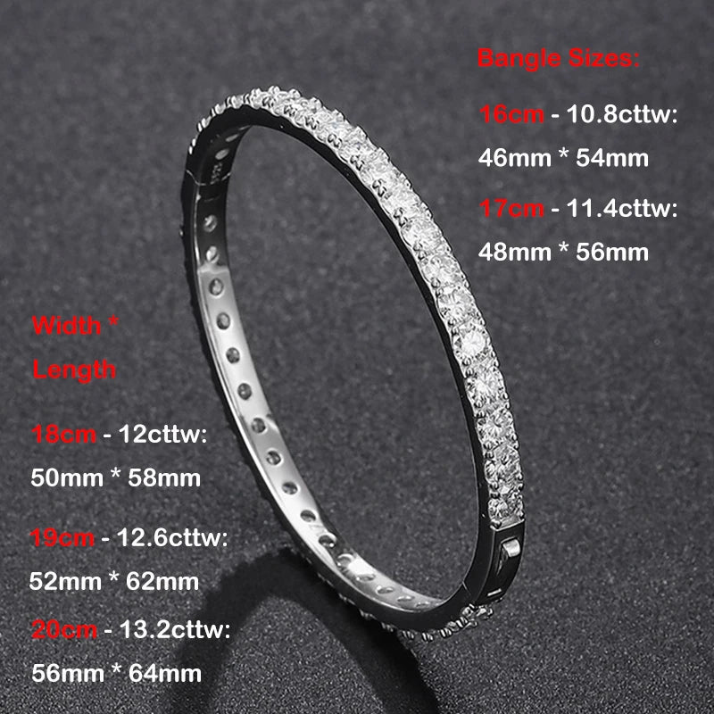 EWYA Real GRA Certified D Color 4mm 0.3CT Full Moissanite Bangle Bracelet for Woman Party S925 Sterling Silver Diamond Bracelets