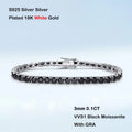 EWYA GRA Certified 3mm 0.1CT Gradient Color Black Grey White Moissanite Tennis Bracelet for Men Woman 925 Silver Link Bracelets