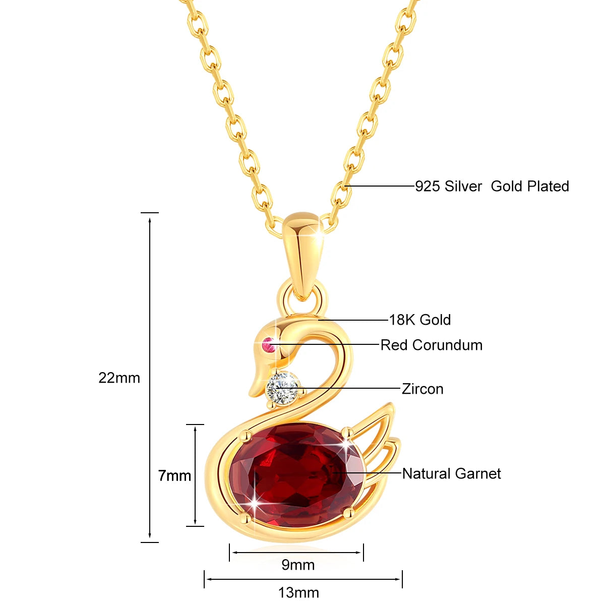 Au750 2CT Moissanite Swan Pendant 100% 18K Gold Oval Cut Natural Blue Topaz Women's Necklaces for Birthday Party Jewelry Gifts