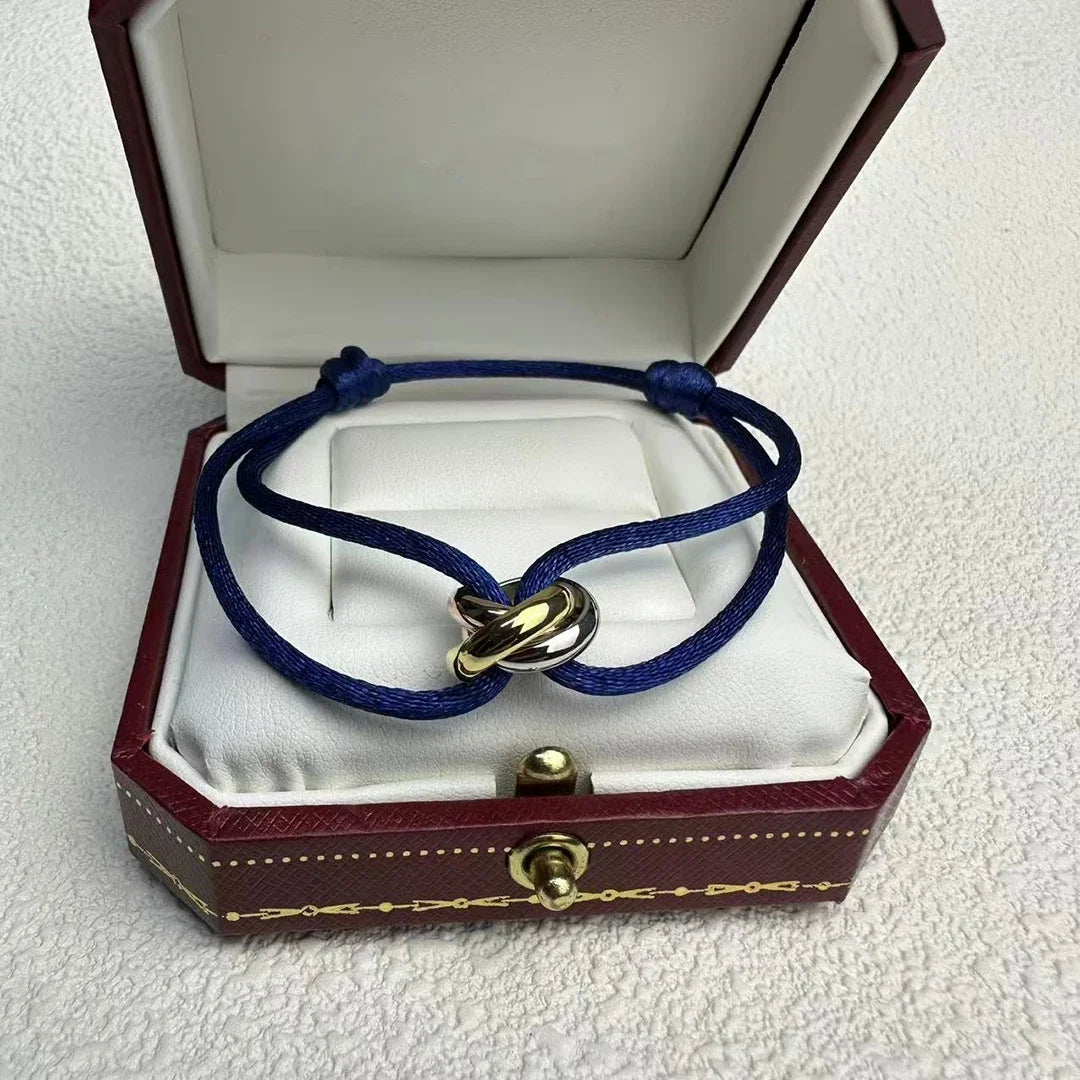 MESSITOK Classic luxury jewelry S 925 silver three ring tri color cross couple bracelet. Holiday gifts. Not fading. Not allergic