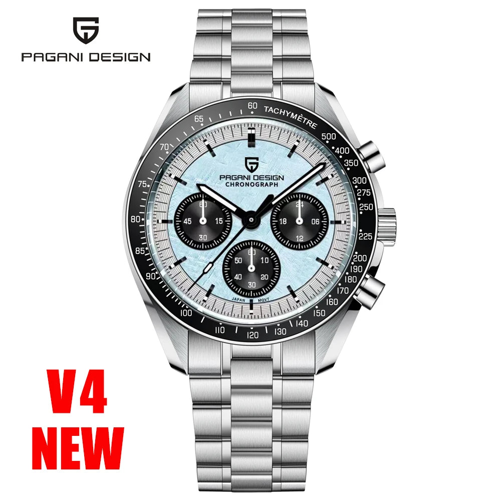 PAGANI DESIGN Silver Gold Moon Watches Luxury Quartz Watch For Men Auto Date Chronograph AR Sapphire crystal watch Men 2025 New