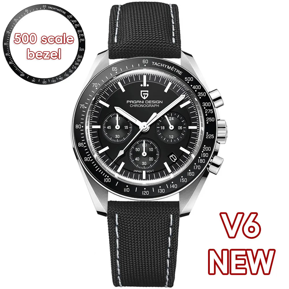 PAGANI DESIGN Silver Gold Moon Watches Luxury Quartz Watch For Men Auto Date Chronograph AR Sapphire crystal watch Men 2025 New
