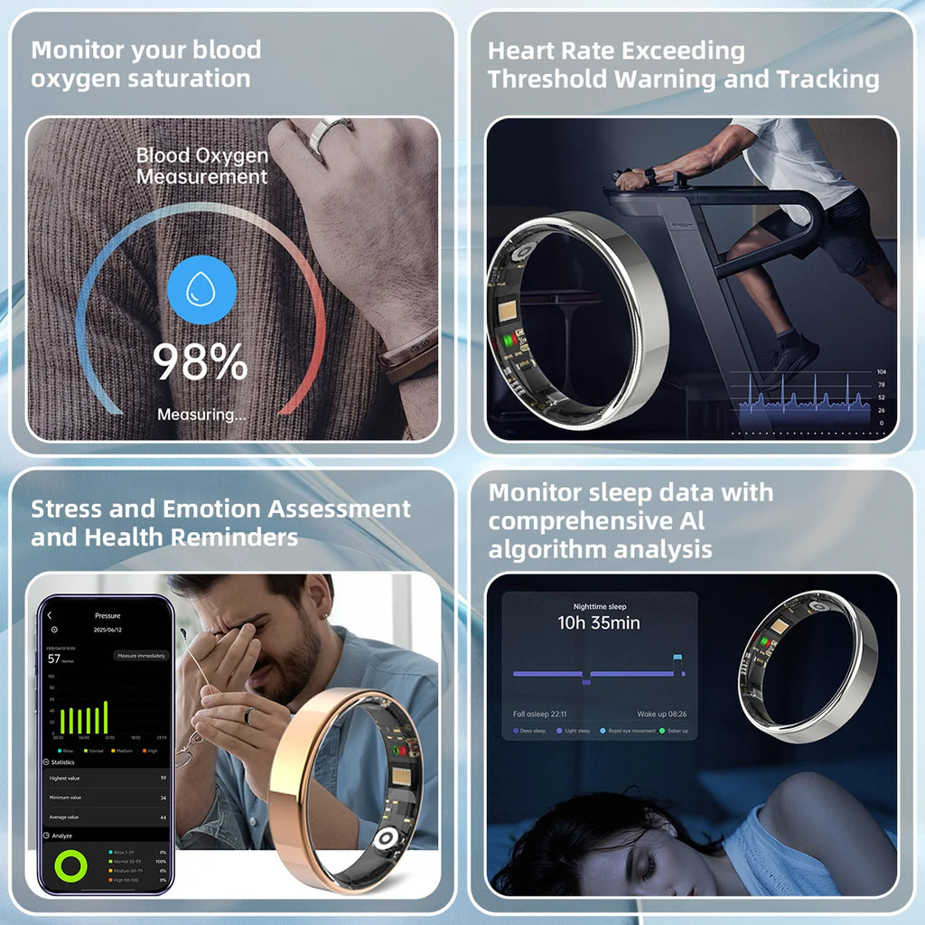 SIMSONLAB 2025 Smart Ring Bluetooth Call Heart Rate Blood Pressure Monitor 5ATM Waterproof Health Ring Men Women For Xiaomi Gift