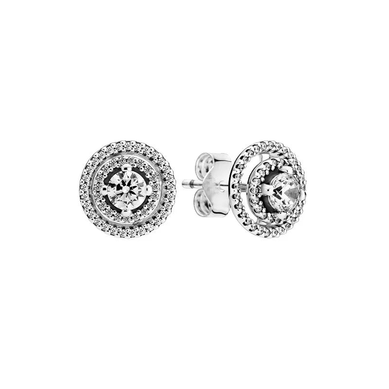 100%925 pure silver classic water-drop heart-shaped round stud earrings Perfect jewelry gift for women's birthday presents