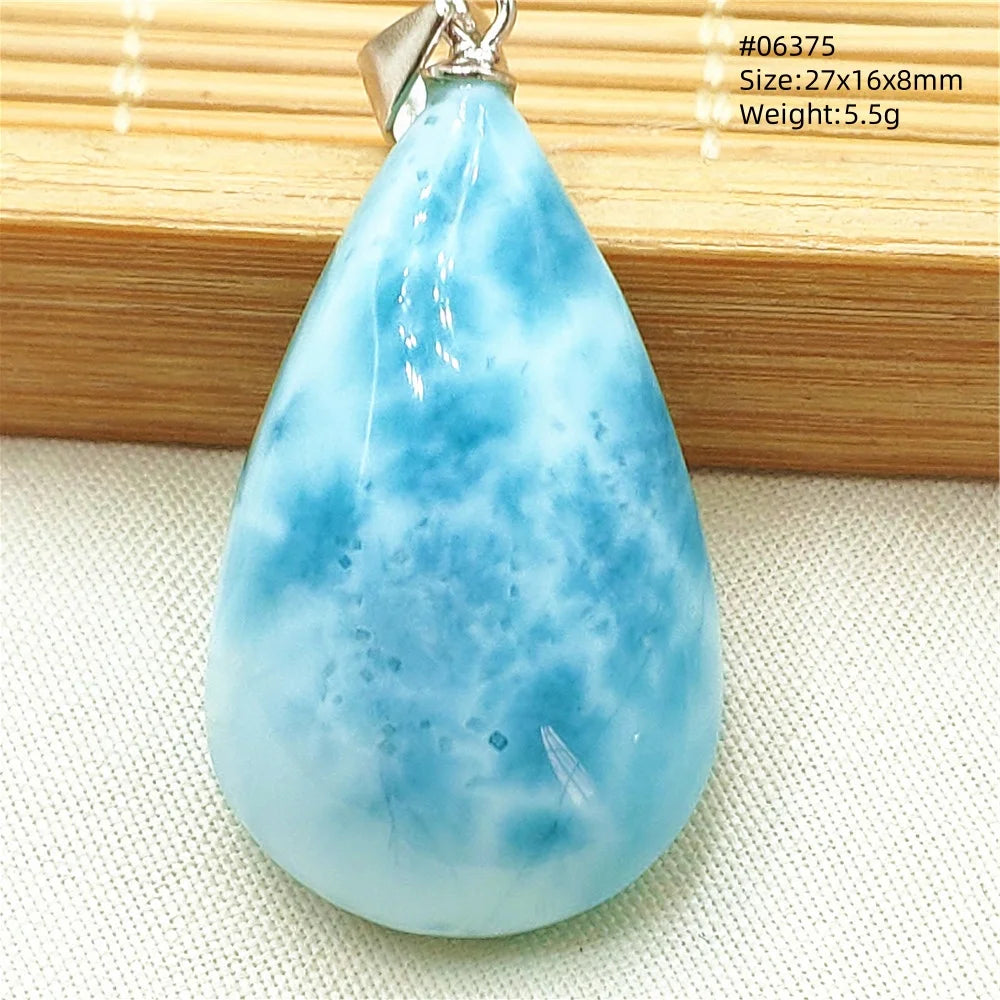 Natural Blue Larimar Heart Pendant Necklace Gemstone Women Men Larimar 17.5*19mm 18K Gold Love Larimar Fashion Jewelry AAAAAA