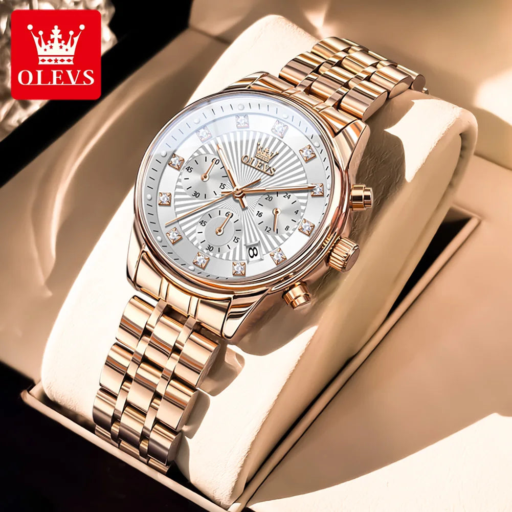 OLEVS 3669 Womens Watch Original Fashion Elegant Brand Quartz Watch Waterproof Luminous Quartz Date Watch For Women With Box