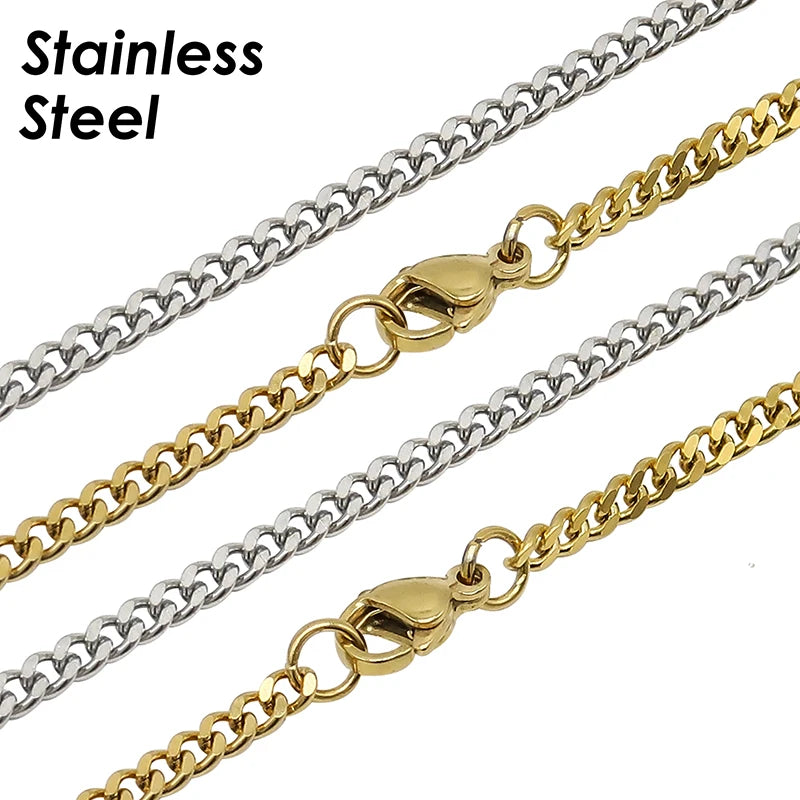 20 Pieces Stainless Steel Curb Chain Necklace Gold Color 1.5mm 2mm Cuban Link Necklace for Women or Men