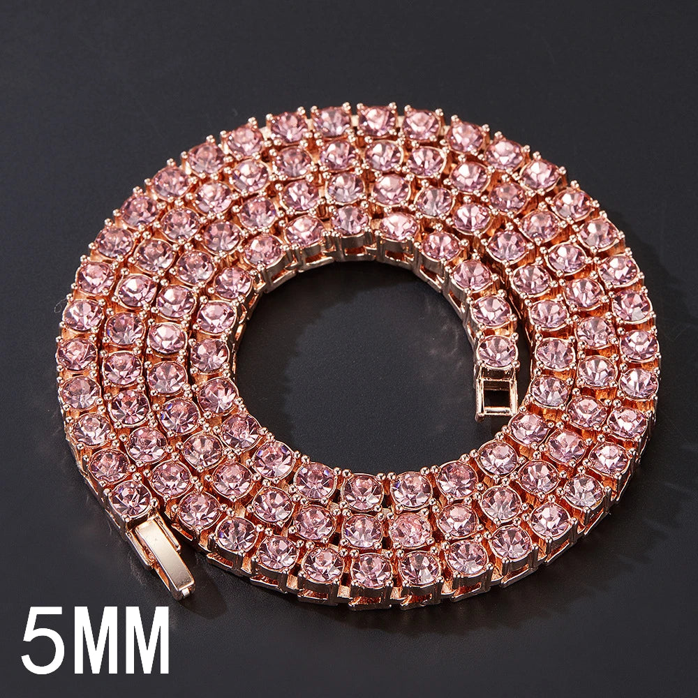 Hip Hop 3MM 4MM 5MM Tennis Chain Iced Out Necklace Men Fashion Silver Color Tennis Jewelry Women 20inch Choker Punk Gift
