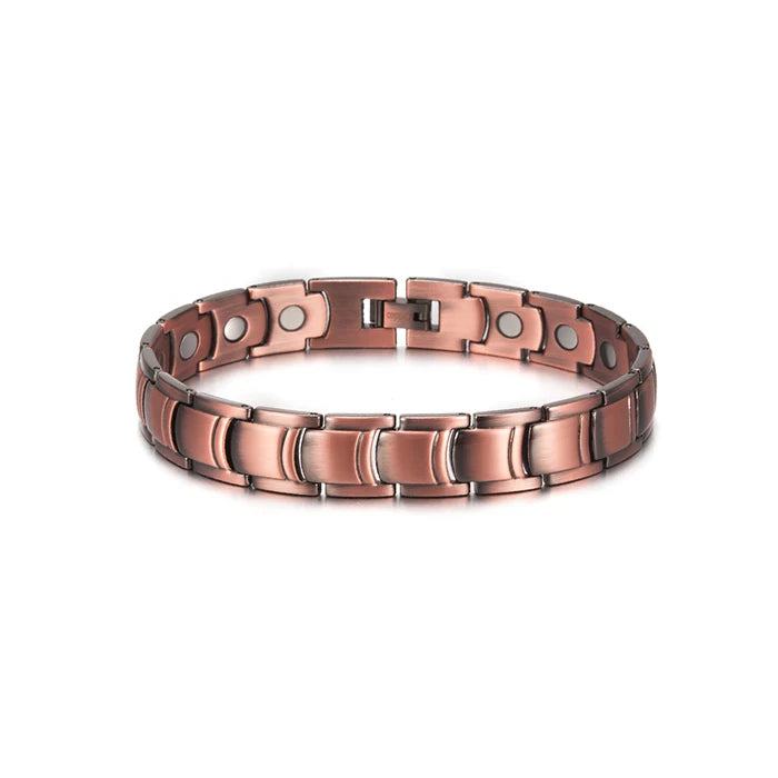 Vinterly Magnetic Pure Copper Bracelet Men 12mm Wide Wristband Metal Magnet Therapy Hand Chain Link Health Energy Male Jewelry