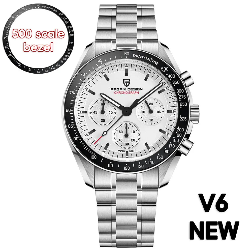 PAGANI DESIGN Silver Gold Moon Watches Luxury Quartz Watch For Men Auto Date Chronograph AR Sapphire crystal watch Men 2025 New