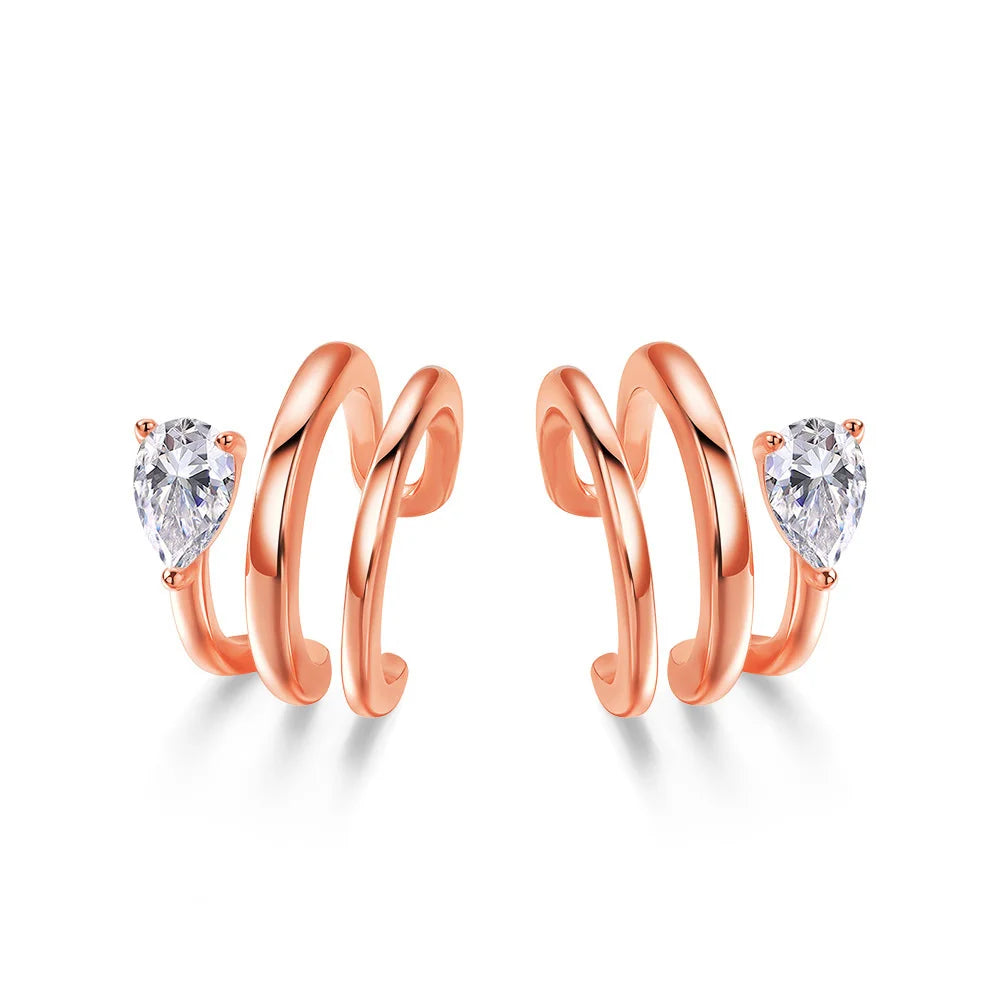 Smyoue 18K Plated Certified Full Moissanite Clip Earrings for Women Pear Cut Pure 925 Silver Lab Diamond Jewelry Wholesale
