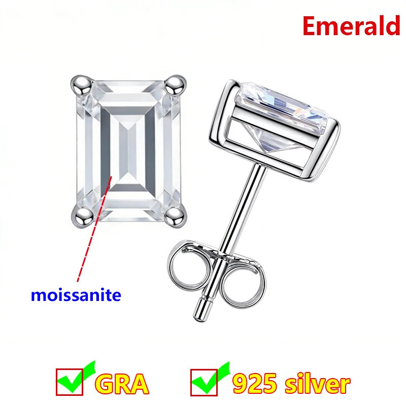 Premium 0.5ct-2ct Moissanite Earring For Women Classic Original 925 Sterling Silver Jewelry Moissanite Diamond Stud Earring