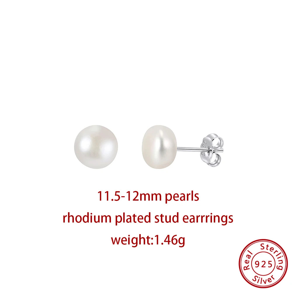 ORSA JEWELS Minimalism 1 pair Freshwater Pearl Ear Stud Real Pearls Stud Earrings 925 Silver Round Natural Pearl Ear Stud GPE104